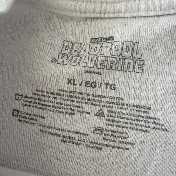 Marvel Deadpool Wolverine Graphic T-Shirt XL White Comic Print Superhero Tee - Picture 3 of 4
